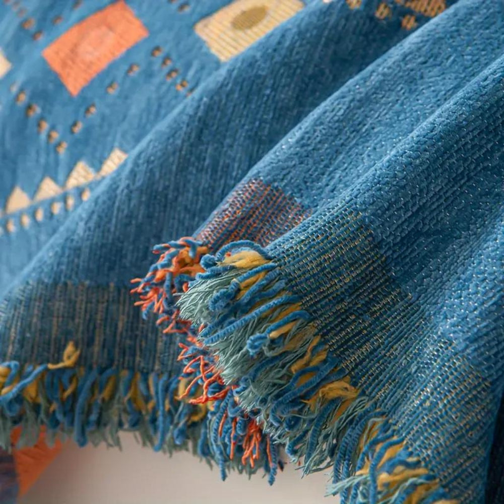 Bohemian bankhoes met anti-slip onderkant – stijlvolle meubelbescherming met kwastdetails