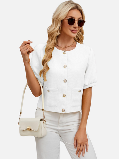 Dames Cropped Blazer Jas Tweed Pasvorm - StudioMarella