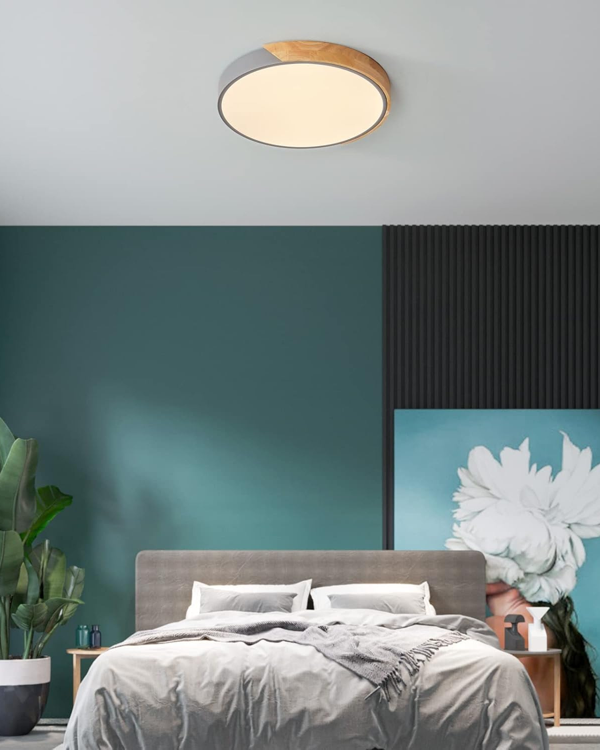 Moderne ronde plafondlamp met houtaccent en LED verlichting – minimalistische designlamp in 23 30 40 50 en 60 cm
