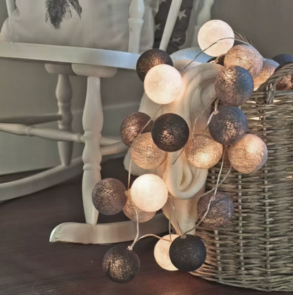 Lichtslinger met Geweven Bolletjes Warm LED Sfeerlicht voor Slaapkamer Woonkamer 20-200 Lichtpunten