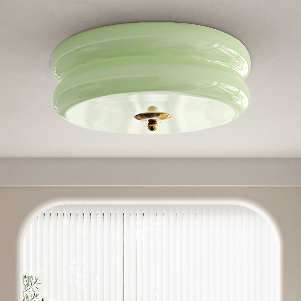 LED plafondlamp glas metaal crème 13 cm slaapkamer woonkamer art deco plafondverlichting rond warm licht neutraal licht wit licht