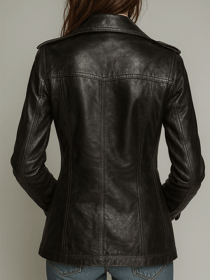 Dames Leren Jas Imitatie Leder Vintage Look