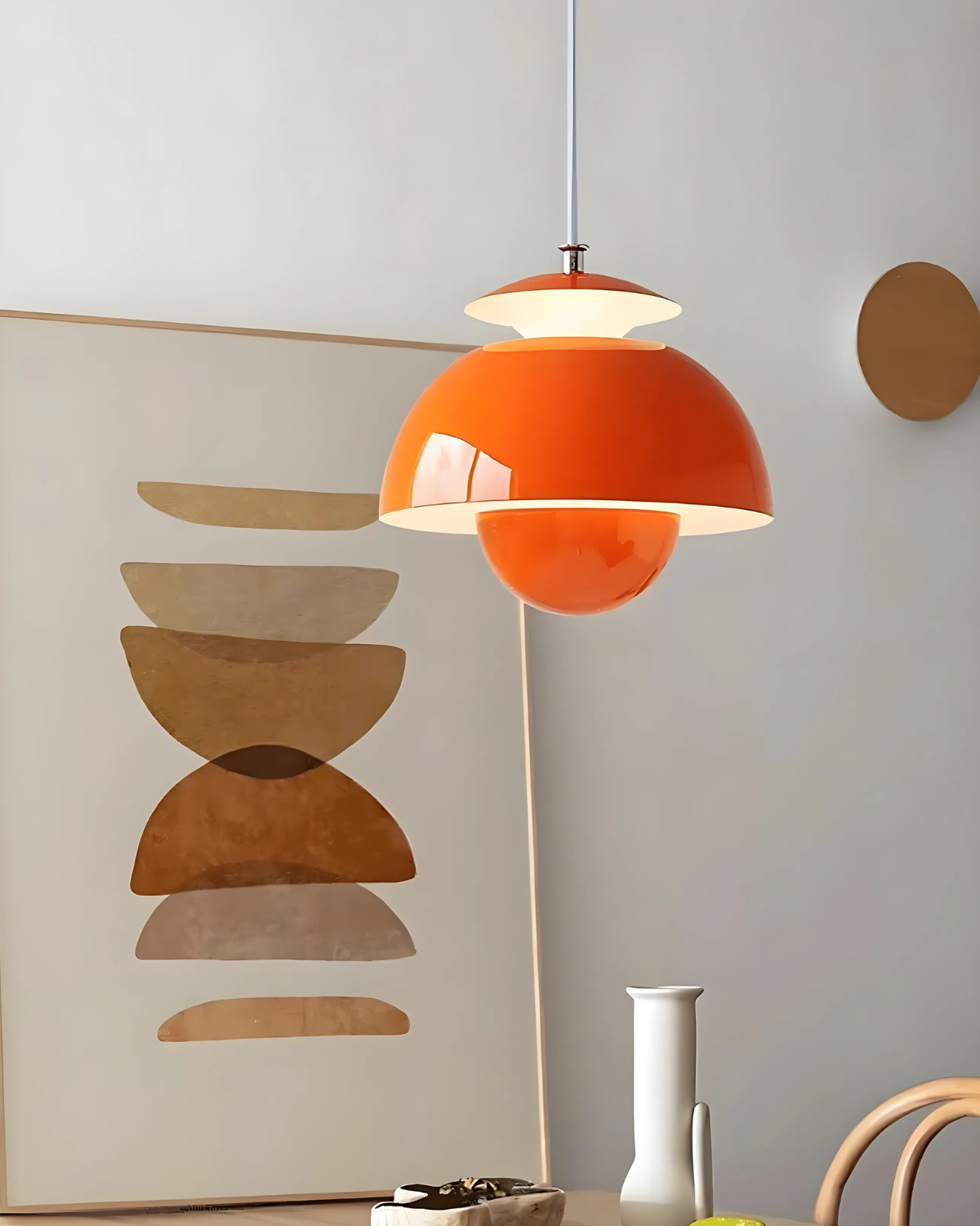 Minimalistische Hanglamp Wit Rond Design Scandinavisch Interieur Eetkamer Slaapkamer Woonkamer Sfeerverlichting