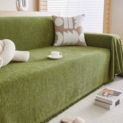Chenille Bankhoes met Kwastjes – Stijlvolle Bescherming voor Bank en Fauteuil – Wasbaar & Waterdicht