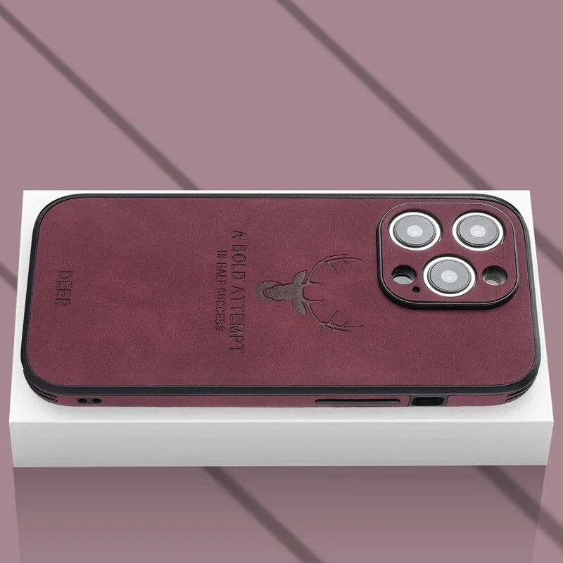 Luxe Wildleren iPhone Hoes Zwart Bruin Donkergroen Lichtblauw Beschermhoes met Shockabsorptie Camerabescherming