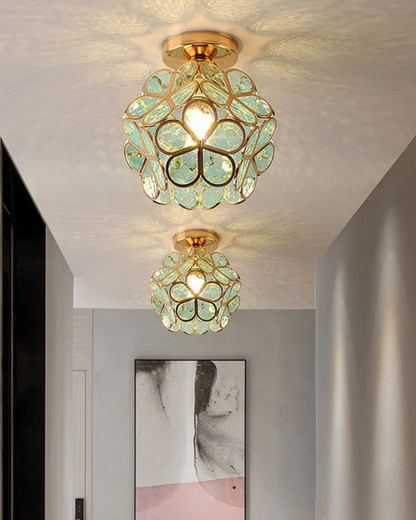 Moderne plafondlamp met bloemdesign in acryl en goudkleurig ijzer – luxe LED designlamp 20 cm