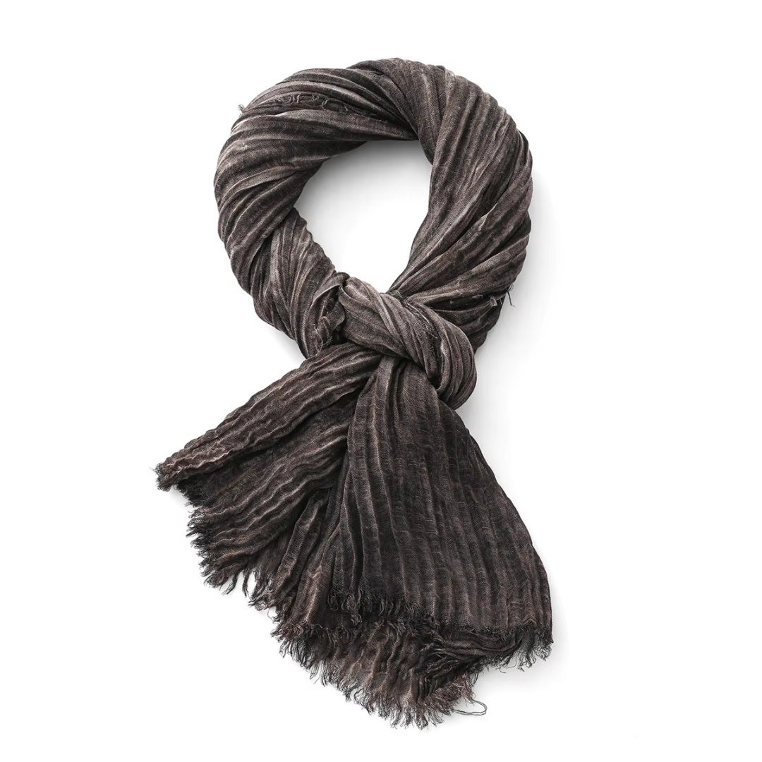 Katoenen Sjaal met Textuur en Linnen Look