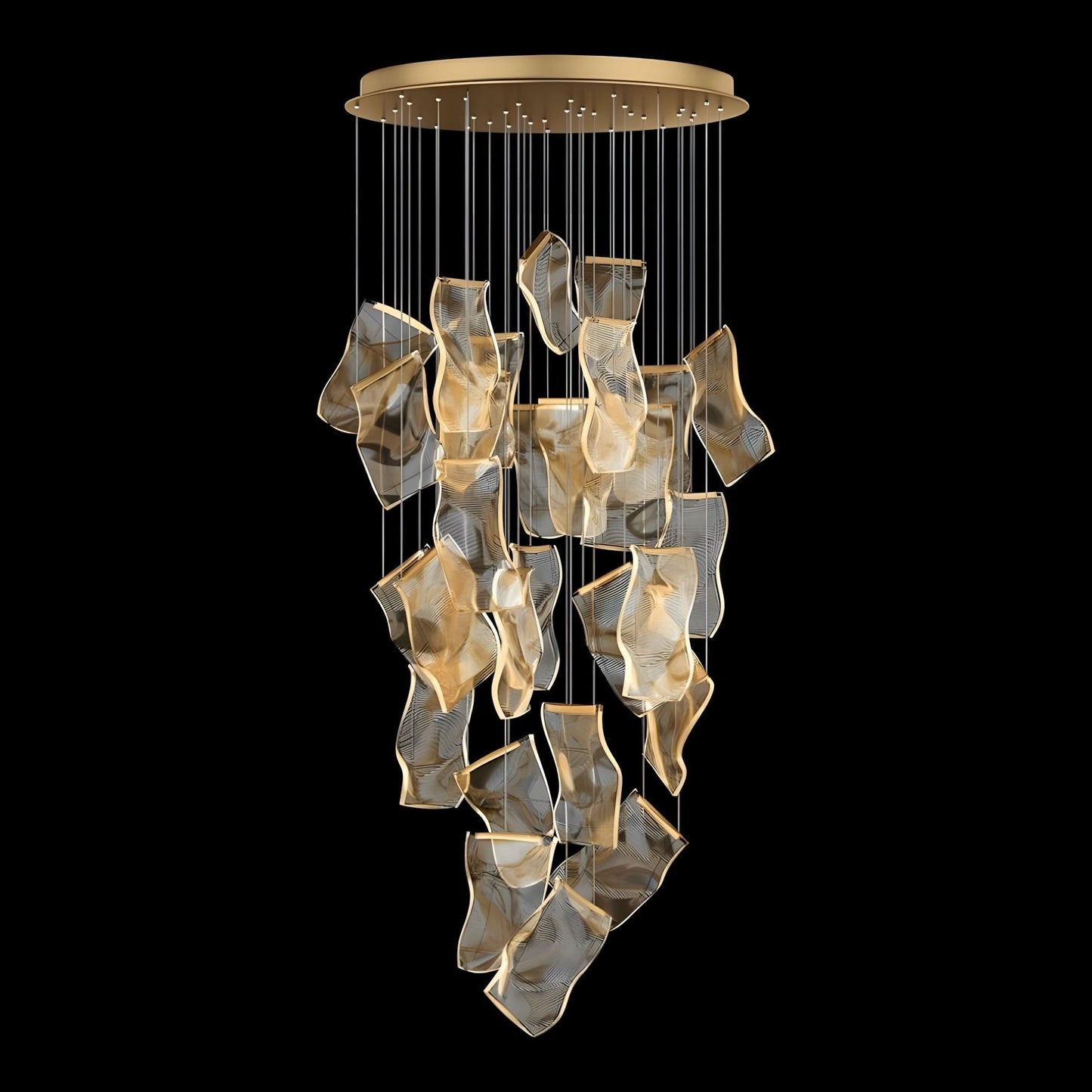 Moderne Design Kroonluchter Met Gelaagde Acryl Bladen En Verstelbare Hoogte