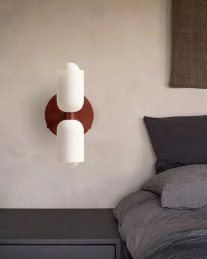 Sansoti | Wandlamp met Dubbele Glazen Kappen voor Slaapkamer en Woonkamer – E27 Wandverlichting