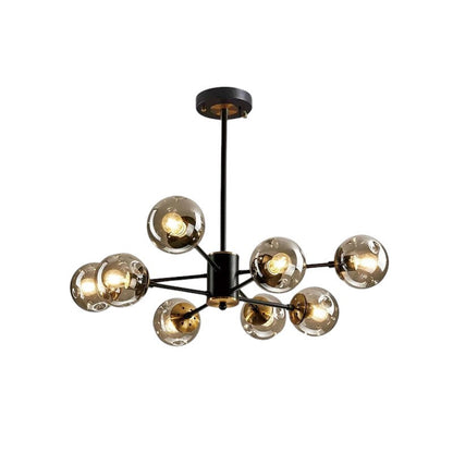 Scandinavische kroonluchter Ida glas ijzer zwart woonkamer eetkamer moderne hanglamp design verlichting bolvormig
