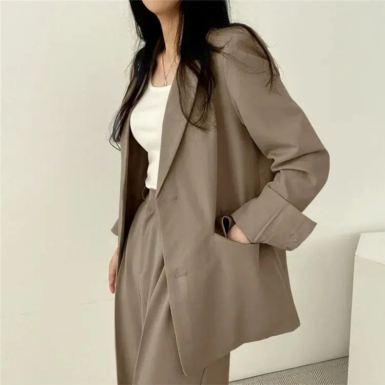 Dames Blazer Set met Rechte Broek Elegante Outfit