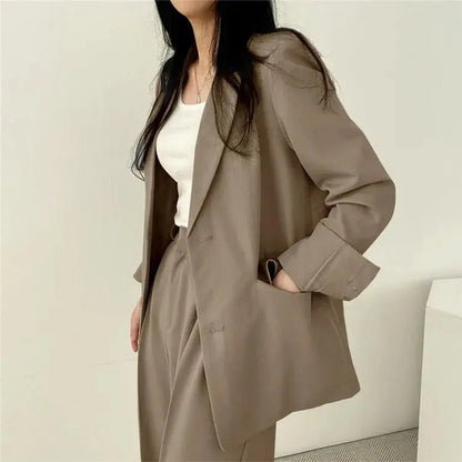Dames Blazer Set met Rechte Broek Elegante Outfit