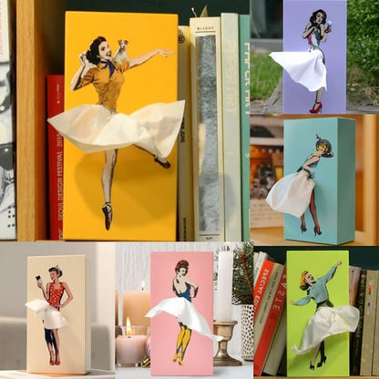 Vintage Tissue-Box met Retro-Patroon – Elegante Zakdoekenhouder voor Badkamer Woonkamer Slaapkamer Kantoor – Decoratief Kunsthars Tissuedispenser