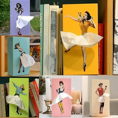 Decoratieve Tissuedoos met Vliegende Rok Sculptuur 25x13x8cm