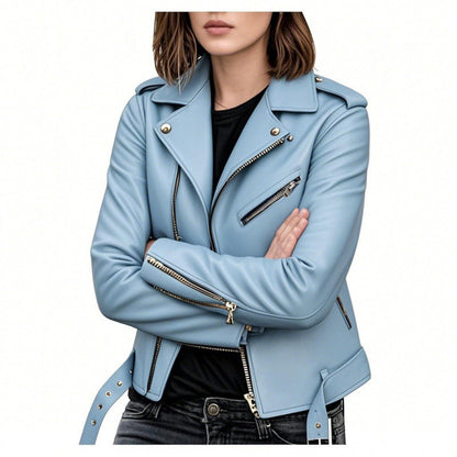 Dames Biker Jas van PU Leder Trendy en Stijlvol