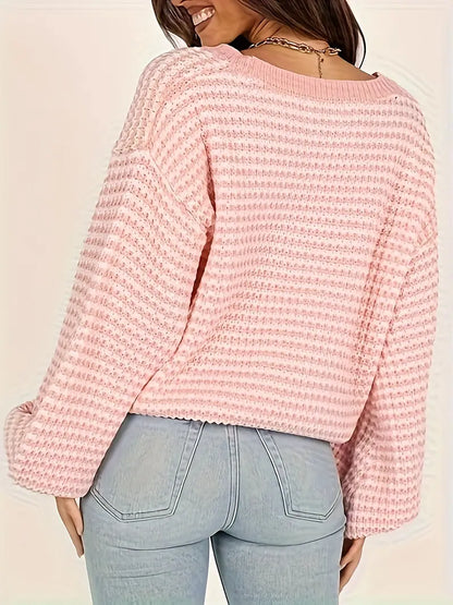 Vrouwelijke Gebreide Trui met Lage Schouders Casual Stijl