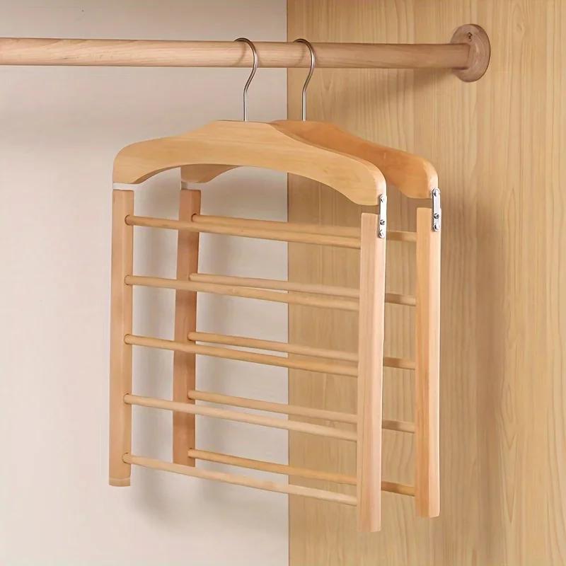 Houten Kledinghangers Walnoot & Natuurlijk Hout – Klassieke Garderobehanger met Metalen Haak – 38x38x12cm
