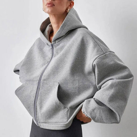 Dames Oversized Hoodie Sportief met Kap en Rits - StudioMarella