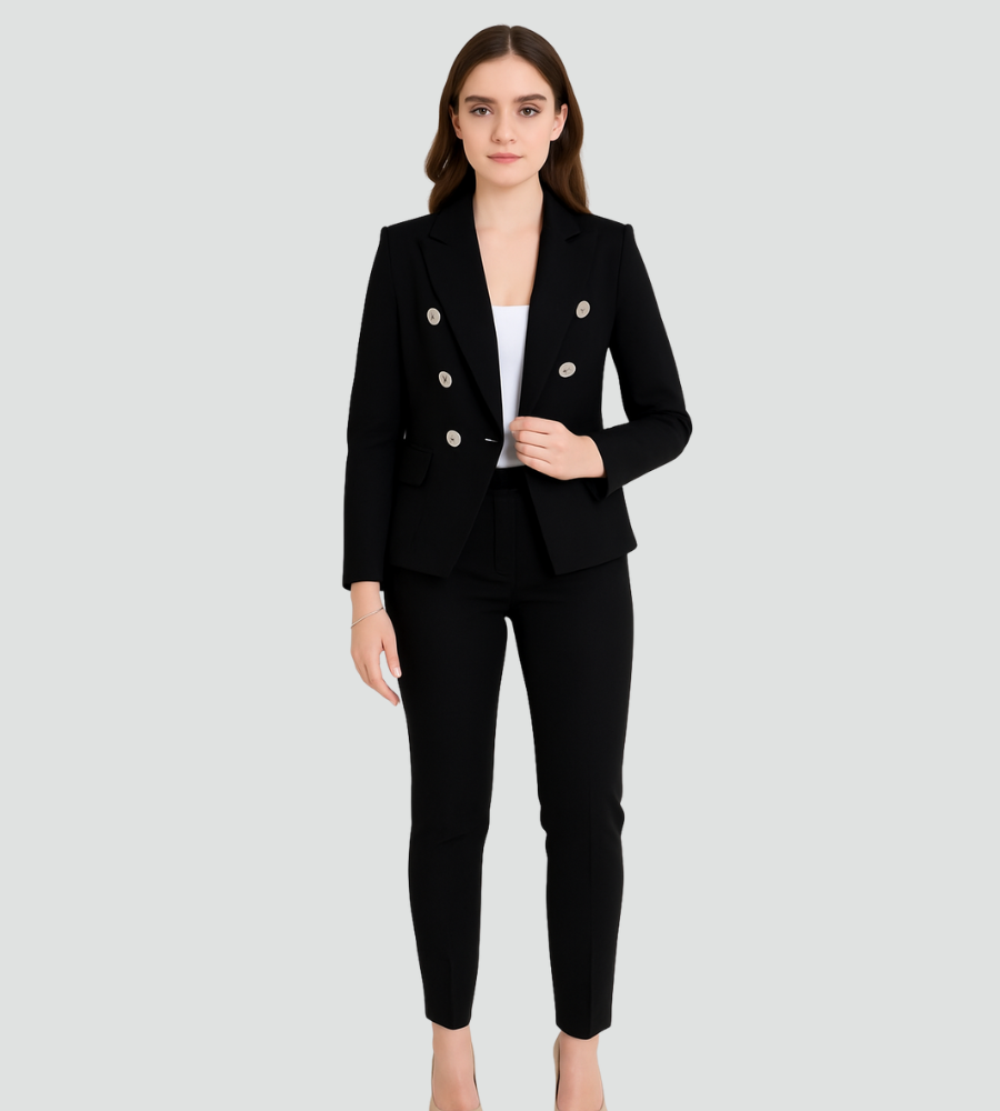 Dames Blazer Ceremonieel Kort Dubbel Knopen Jas - StudioMarella