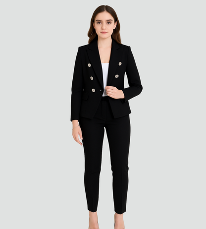 Dames Blazer Ceremonieel Kort Dubbel Knopen Jas - StudioMarella