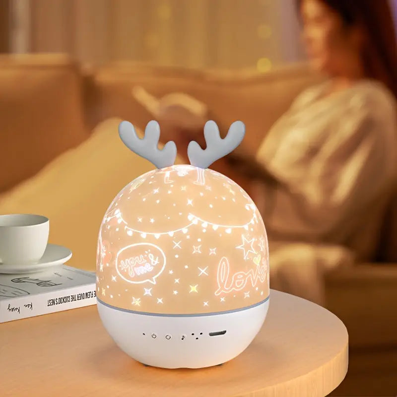 Sterrenprojector Nachtlampje Konijn & Hert met Muziek en USB-Oplader voor Kinderkamer