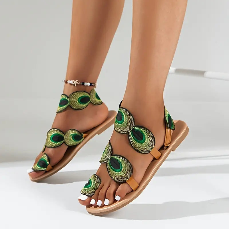 Pauwen Sandalen Dames Plat Model Comfortabele Zomer