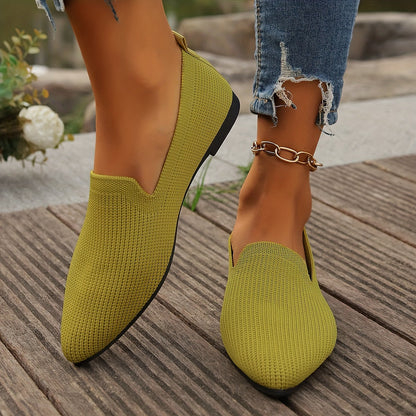 Dames Platte Loafers Comfortabele Gebreide Schoenen