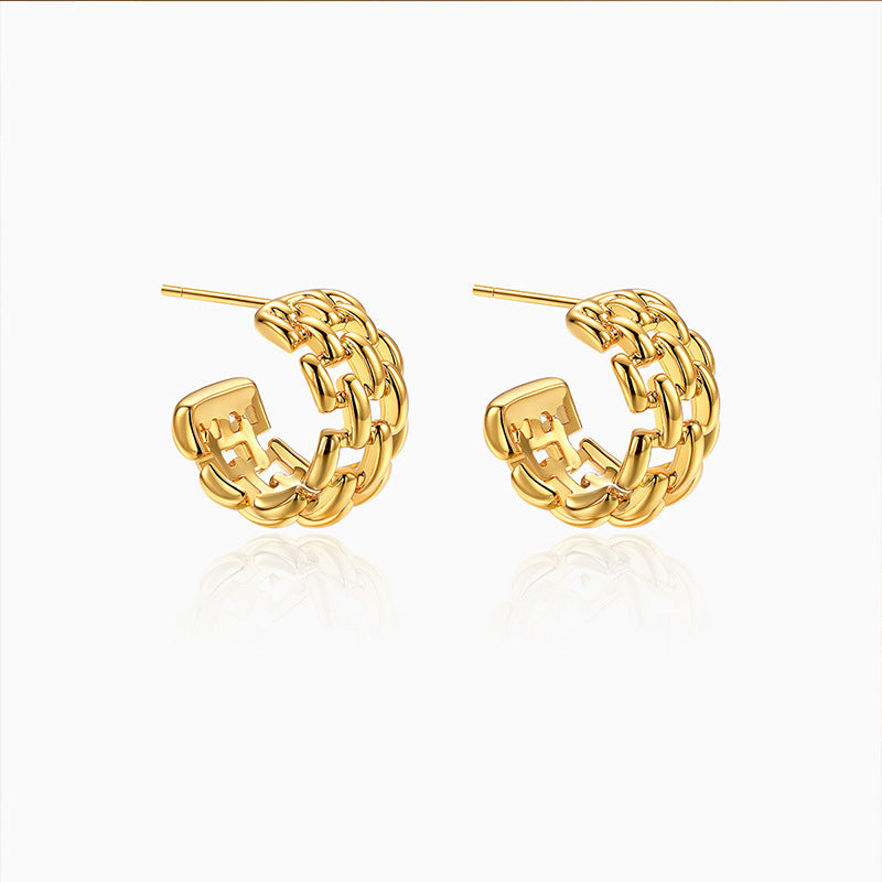 Gouden Oorhangers voor Dames met Schakel Detail