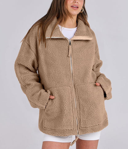 Dames Fleece Winterjas Warm en Zachte Oversized