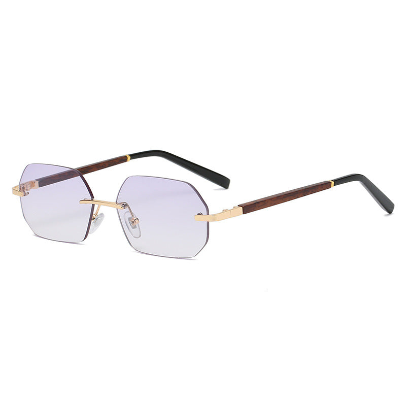 Dames Zonnebril Polygonaal Randloos Trendy Model