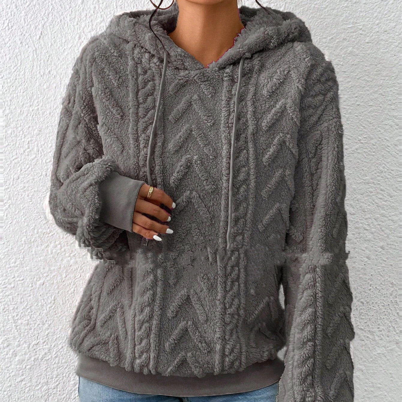 Dames Hoodie Zacht Geometrisch Patroon Warm en Comfortabel