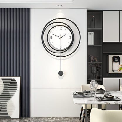 Metalen Wandklok Modern Minimalistisch – 72 cm hoog en 45 cm breed met Stil Uurwerk – Zwarte Muurdecoratie voor Woonkamer Kantoor