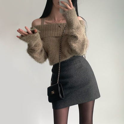 Dames Trui Off-shoulder Gebreid Stijlvol