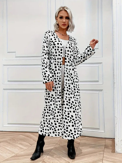 Dalmatiër Jurk Midi Lengte Geprint Cardigan Stijl