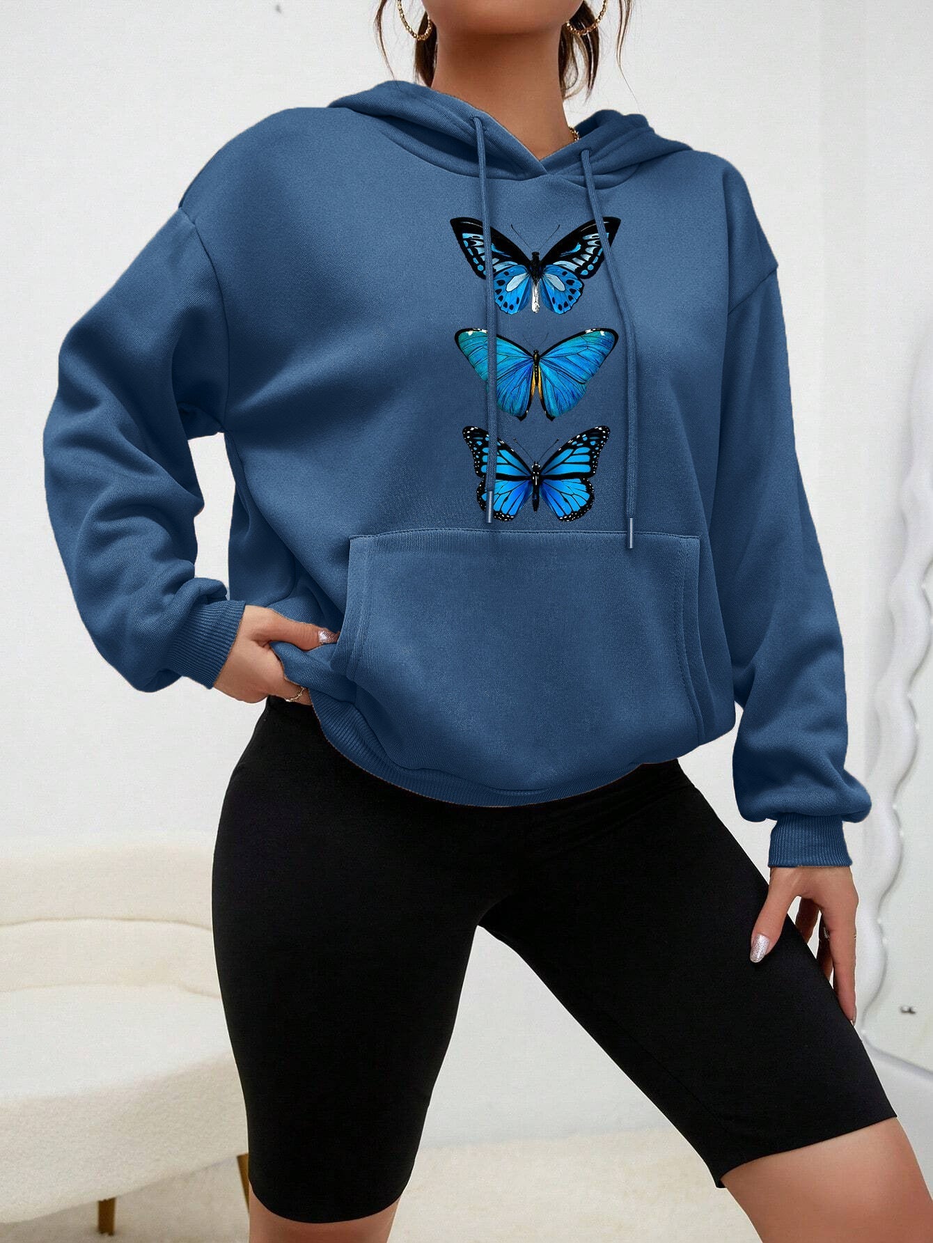 Dames Hoodie Vlinder Print Zacht en Comfortabel