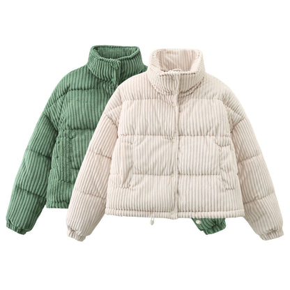Dames Pufferjas Warm en Stijlvol Corduroy