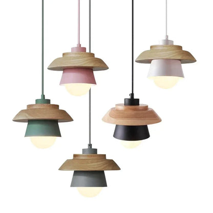Hanglamp Hout Aluminium Scandinavisch Zwart Roze Groen Grijs Wit E27 Woonkamer Eetkamer