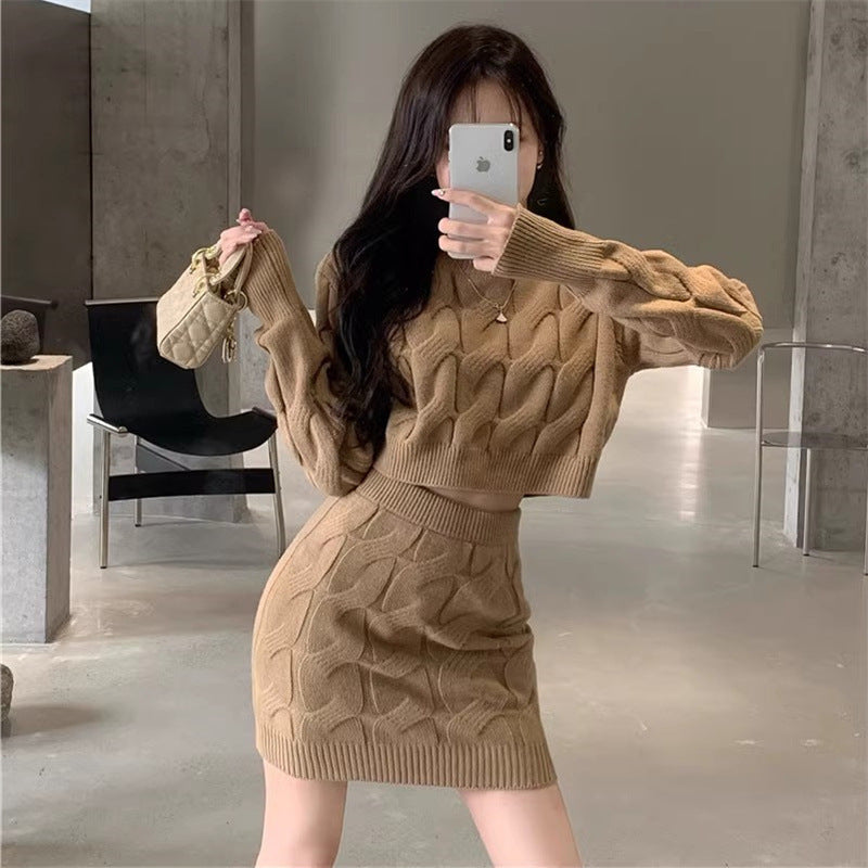 Dames Gebreide Rok en Trui Set Tweedelig Stijlvol Warm