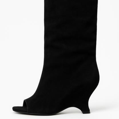 Vrouwelijke Kniekousen met Sleufjes en Hak in Slouchy Stijl