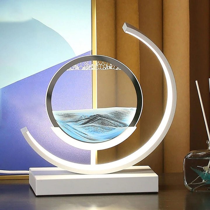 LED tafellamp acryl draaibaar zandlandschap zwart woonkamer slaapkamer sfeerlamp nachtlamp decoratieve lamp