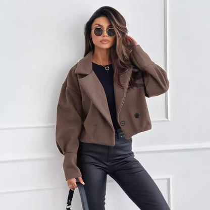 Dames Korte Wollen Jas Elegante Stijl