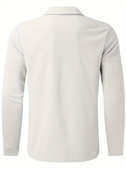 Heren Wafelshirt Lange Mouwen V-Hals Katoen - StudioMarella