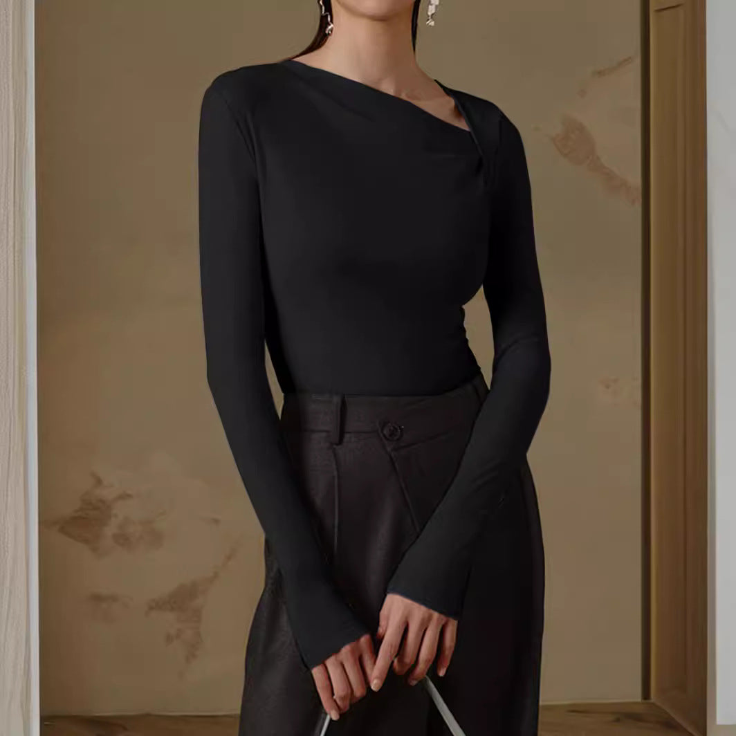 Dames Top Lange Mouwen Asymmetrische Klassieke Stijl