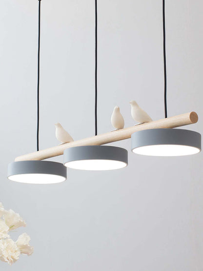Hanglamp Hout Design Vogelvorm Drie Kappen Scandinavisch Keukeneiland