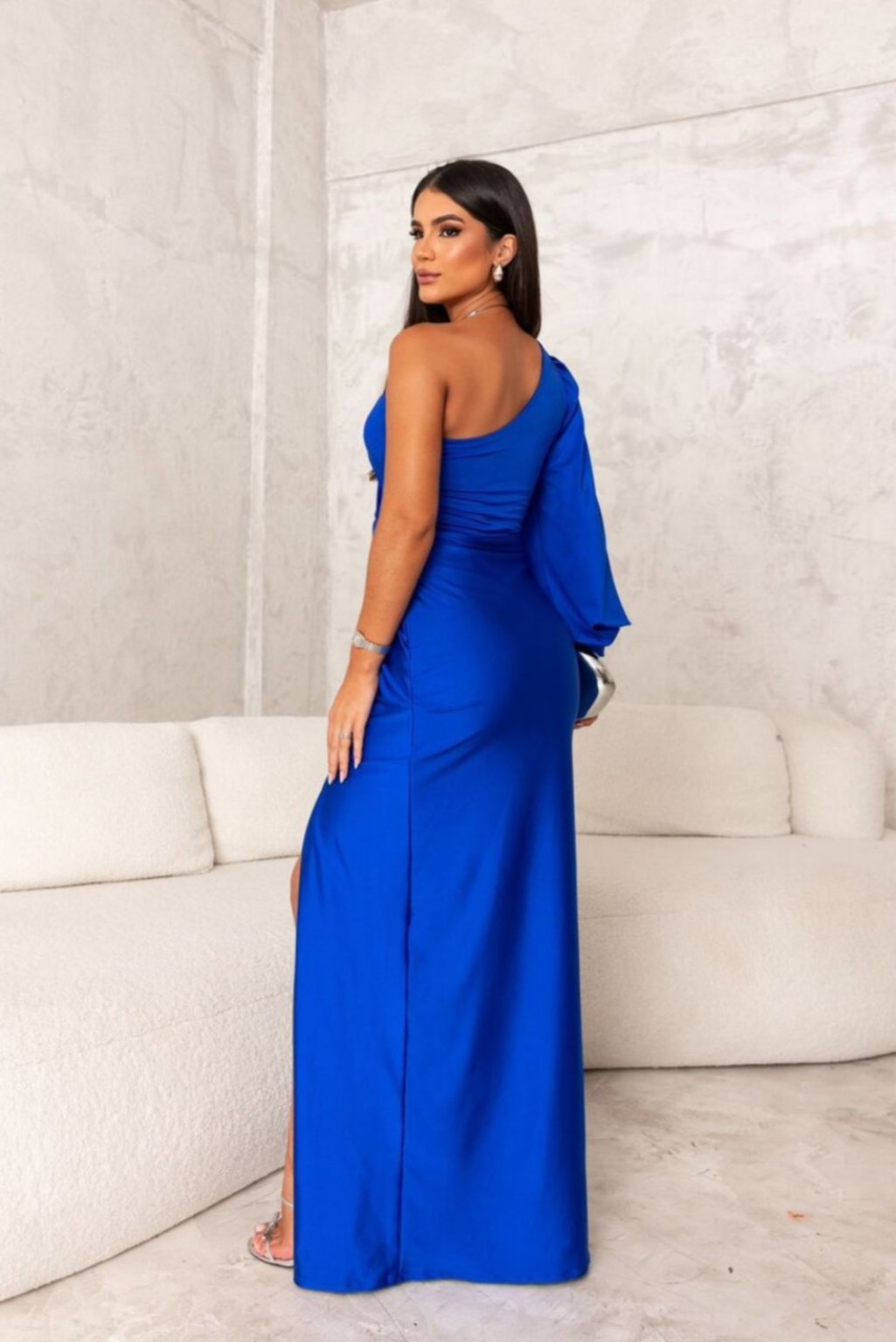 Dames Satijnen Jurk One-Shoulder Stijl