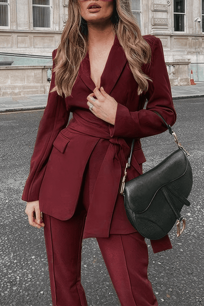 Vrouwelijke Blazer Broek Set Elegante Kantoorkleding - StudioMarella