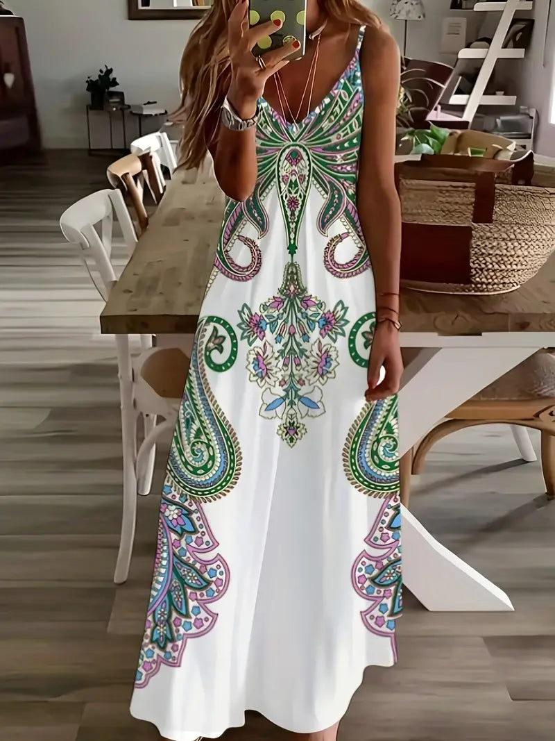 Dames Zomerjurk Maxi Jurk Bloemenprint V-hals