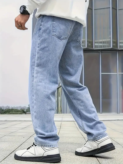 Heren Jeans Broek Losse Zittende Pasvorm Comfortabel
