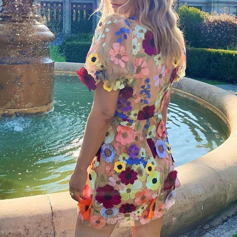 V-hals Jurk Bloemenprint Elegant Zomerjurk