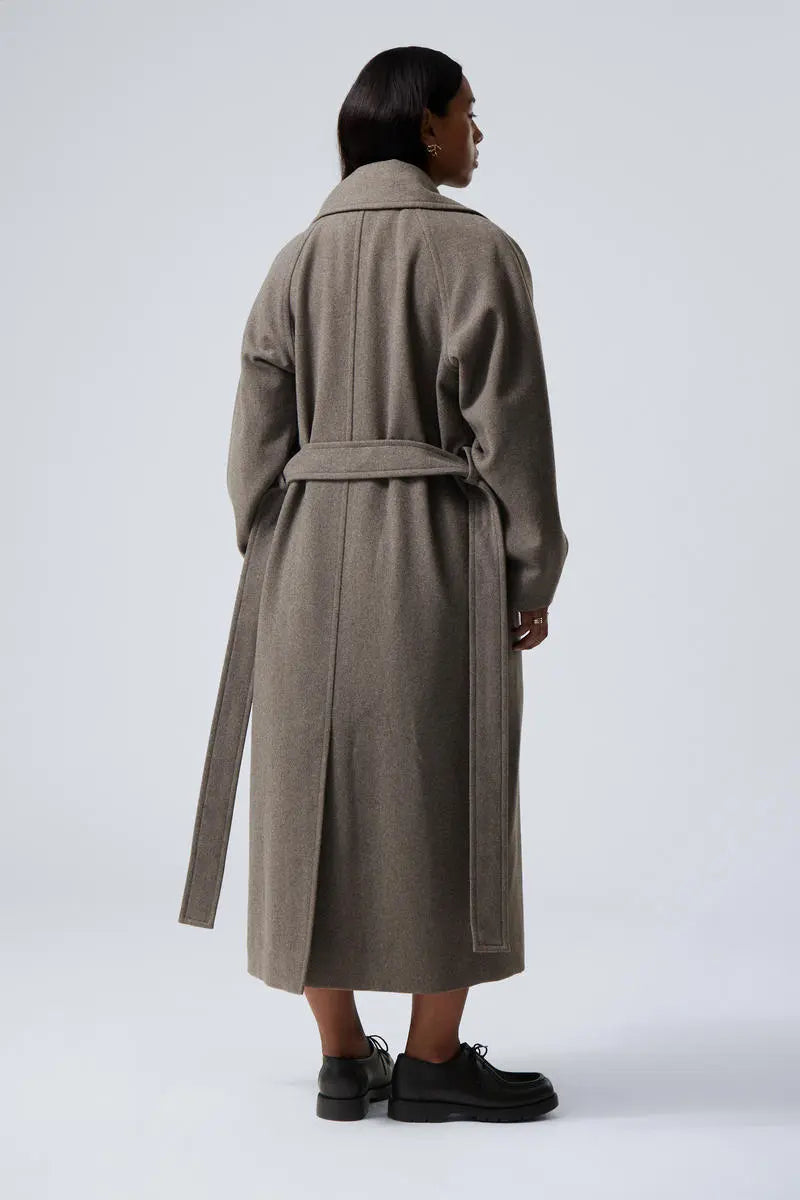 Damescoat Lange Oversized Wollen Mantel Warm
